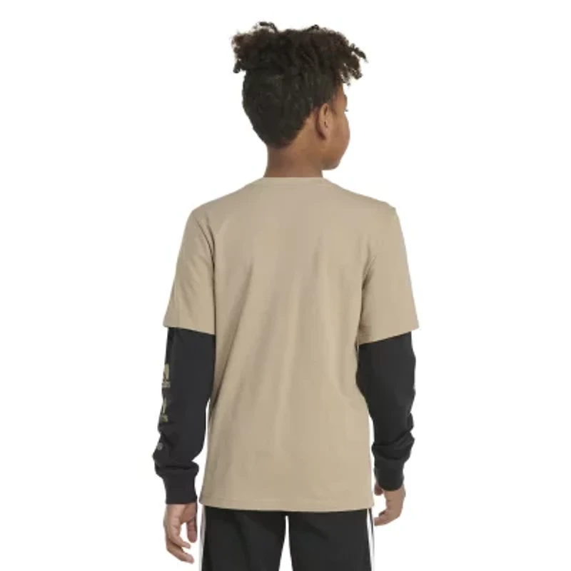 adidas Big Kid Boys Crew Neck Long Sleeve Active T-Shirt