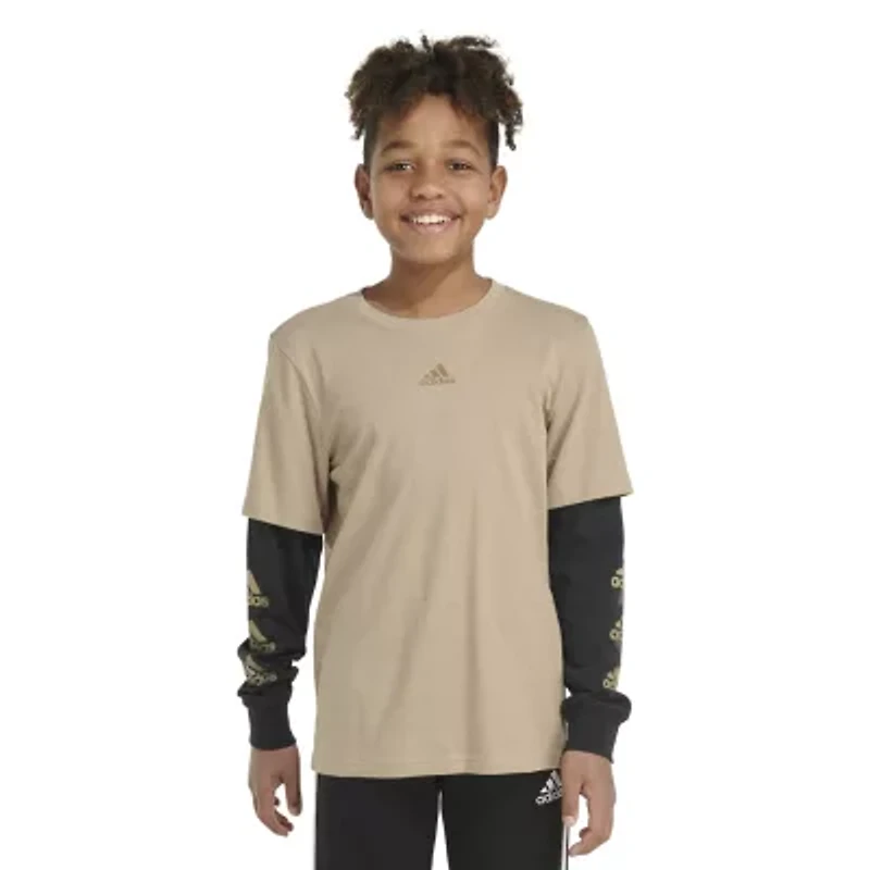 adidas Big Kid Boys Crew Neck Long Sleeve Active T-Shirt