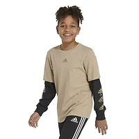 adidas Big Kid Boys Crew Neck Long Sleeve Active T-Shirt