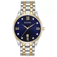 Bulova Classic Mens Two Tone Stainless Steel Bracelet Watch 98d130