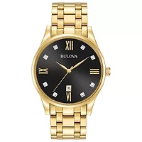 Bulova Classic Mens Gold Tone Stainless Steel Bracelet Watch 97d108