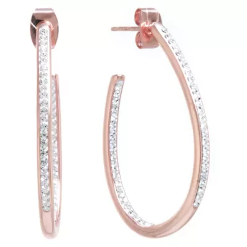 Sparkle Allure Womens 14k Rose Gold Over Brass 35mm Hoop Earrings