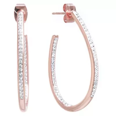 Sparkle Allure Womens 14k Rose Gold Over Brass 35mm Hoop Earrings