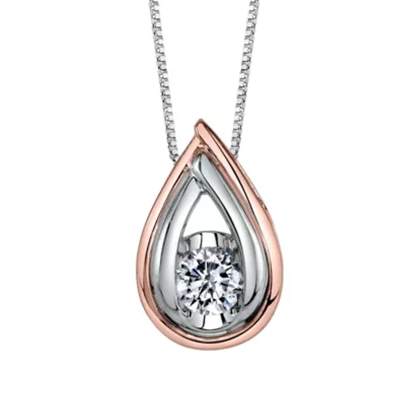 Sirena Teardrop Womens 1/5 CT.  Genuine White Diamond 14K Gold Pear 18 Inch Pendant Necklace