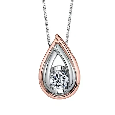 Sirena Teardrop Womens 1/5 CT.  Genuine White Diamond 14K Gold Pear 18 Inch Pendant Necklace