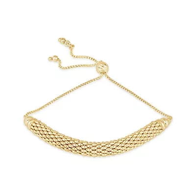 Made in Italy Womens 18K Gold Over Silver Round Bolo Bracelet