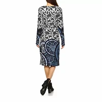 White Mark Naarah Womens Long Sleeve Embroidered Sweater Dress