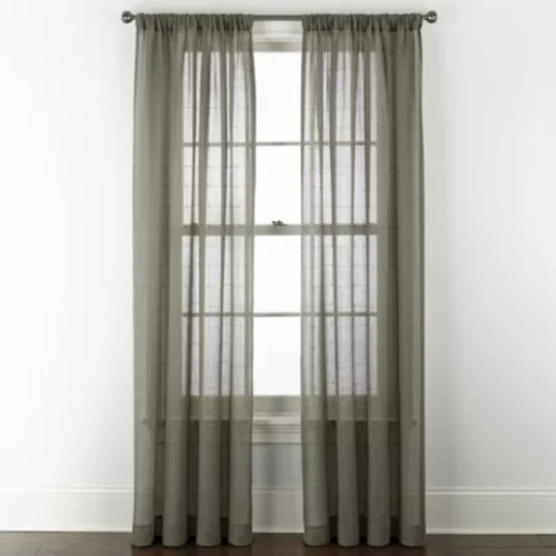 Linden Street Sycamore Rod Pocket Embroidered Sheer Single Curtain Panel