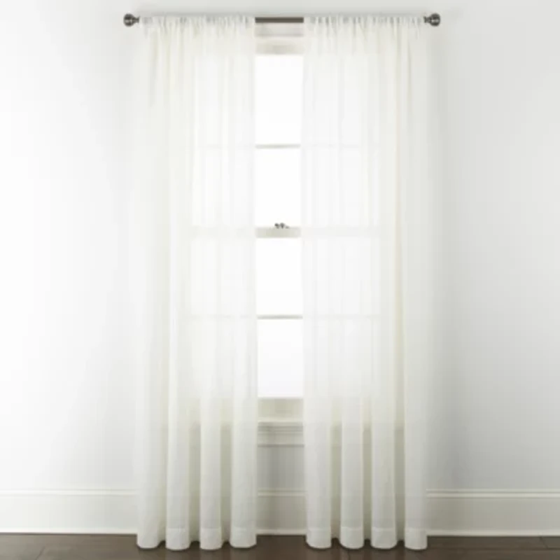 Linden Street Sycamore Rod Pocket Embroidered Sheer Single Curtain Panel