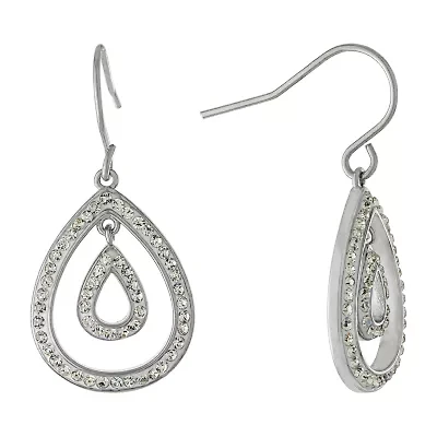 Sparkle Allure Womens Crystal Pure Silver Over Brass Pear Drop Earrings