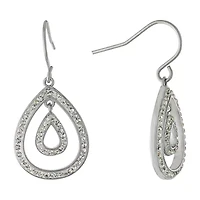 Sparkle Allure Womens Crystal Pure Silver Over Brass Pear Drop Earrings