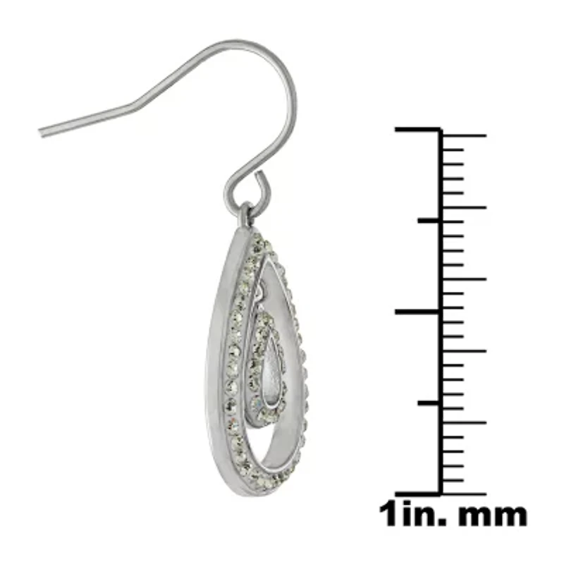 Sparkle Allure Womens Crystal Pure Silver Over Brass Pear Drop Earrings