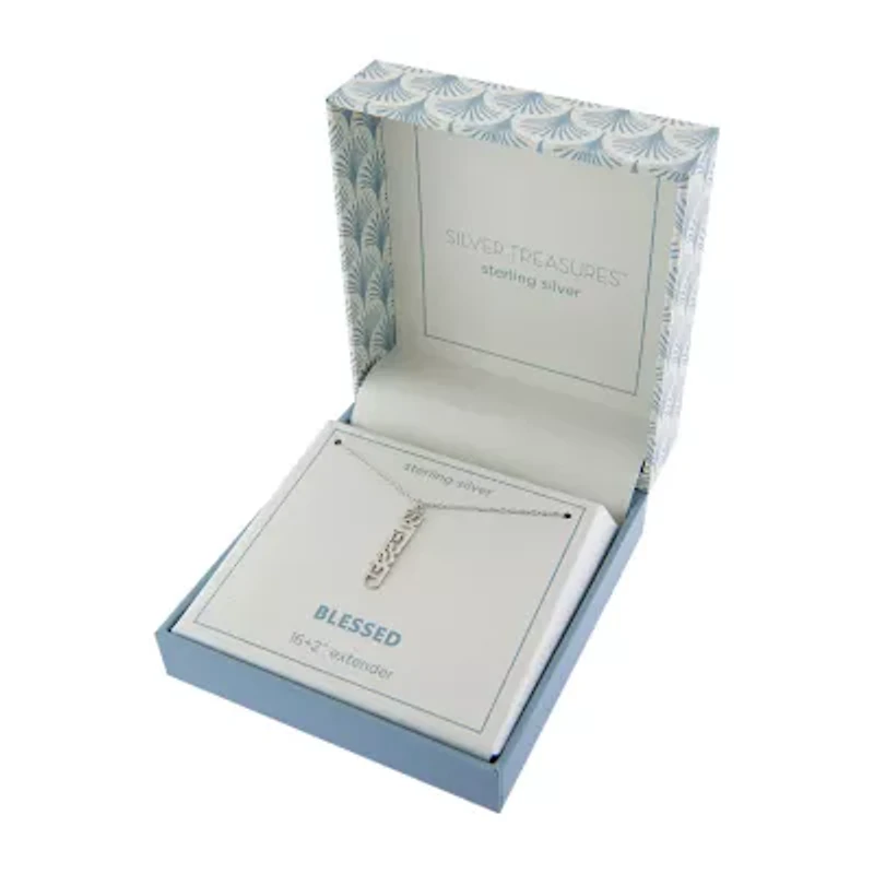 Silver Treasures Blessed Womens Sterling Silver 16 Inch Pendant Necklace