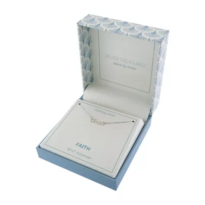 Silver Treasures Faith Womens Sterling Silver 16 Inch Pendant Necklace