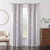 Eclipse Kerry Watercolor Ogee Rod Pocket Energy Saving Blackout Set of 2 Curtain Panel