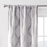 Eclipse Kerry Watercolor Ogee Rod Pocket Energy Saving Blackout Set of 2 Curtain Panel