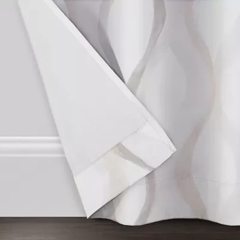 Eclipse Kerry Watercolor Ogee Rod Pocket Energy Saving Blackout Set of 2 Curtain Panel