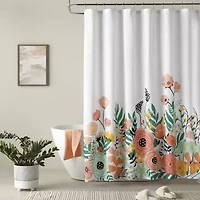 Home Expressions Floral Border Shower Curtain