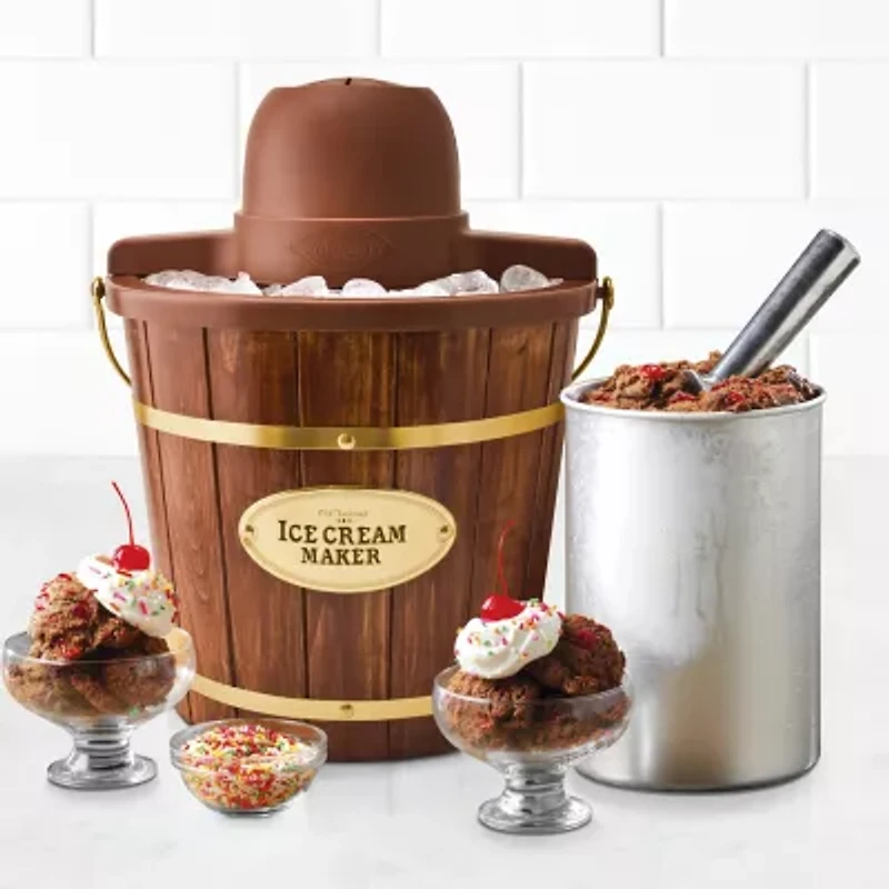 Nostalgia 4-Quart Wood Bucket Ice Cream Maker