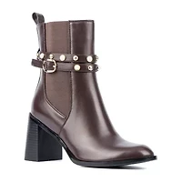 Torgeis Womens Ivy Stacked Heel Booties