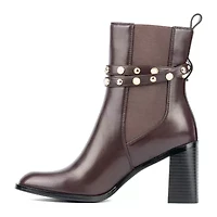 Torgeis Womens Ivy Stacked Heel Booties