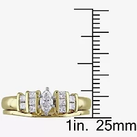 Womens 1/2 CT. T.W. Natural White Diamond 14K Gold Marquise Side Stone Bridal Set