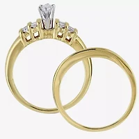 Womens 1/2 CT. T.W. Natural White Diamond 14K Gold Marquise Side Stone Bridal Set
