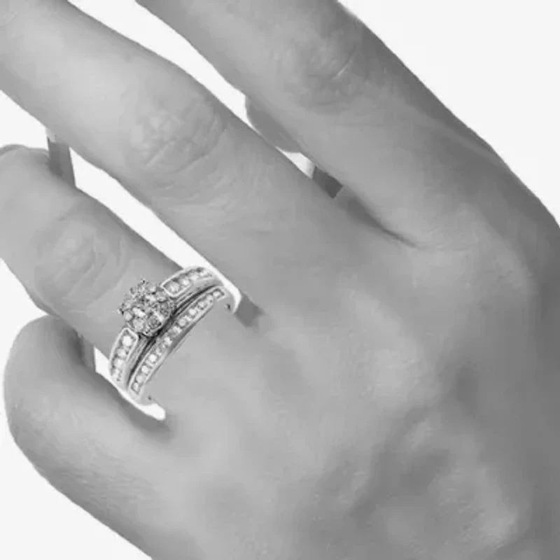 Round 1 CT.T.W. Natural Diamond Side Stone Bridal Set 10K or 14K Gold