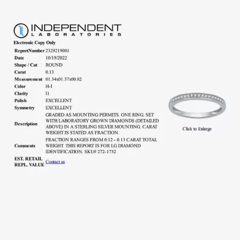 I Said Yes (H-I / I1) Womens 1/10 CT. T.W. Lab Grown White Diamond Sterling Silver Band
