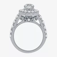 (H-I / I1) Womens 4 CT. T.W. Lab Grown White Diamond 10K Gold Pear Side Stone Halo Bridal Set