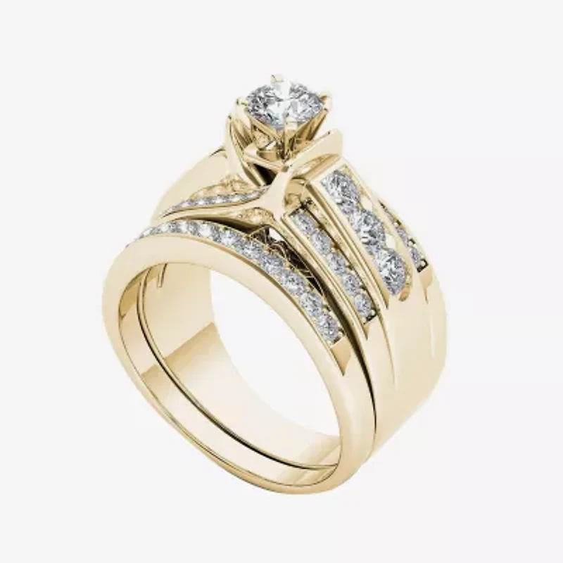 1 1/4 CT.T.W. Natural Diamond 14K Yellow Gold Bridal Ring Set