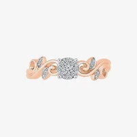 Promise My Love Womens Diamond Accent Natural White 10K Rose Gold Round Halo Ring