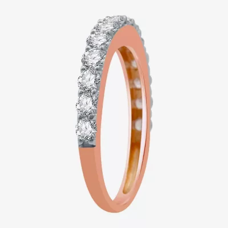 Classic Collection Womens 1 CT. T.W. Natural White Diamond 10K Rose Gold Wedding Band