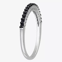 Midnight Black Womens 2MM 1/5 CT. Natural Diamond Sterling Silver Wedding Band