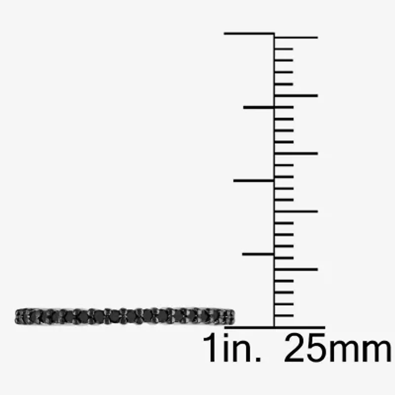 Midnight Black Womens 2MM 1/5 CT. Natural Diamond Sterling Silver Wedding Band