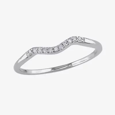 Womens Diamond Accent Natural White 10K Gold Curved Wedding Band