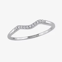 Womens Diamond Accent Natural White 10K Gold Curved Wedding Band