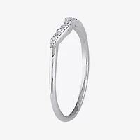Womens Diamond Accent Natural White 10K Gold Curved Wedding Band