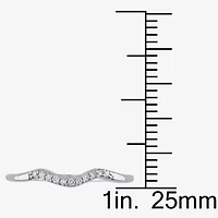 Womens Diamond Accent Natural White 10K Gold Curved Wedding Band