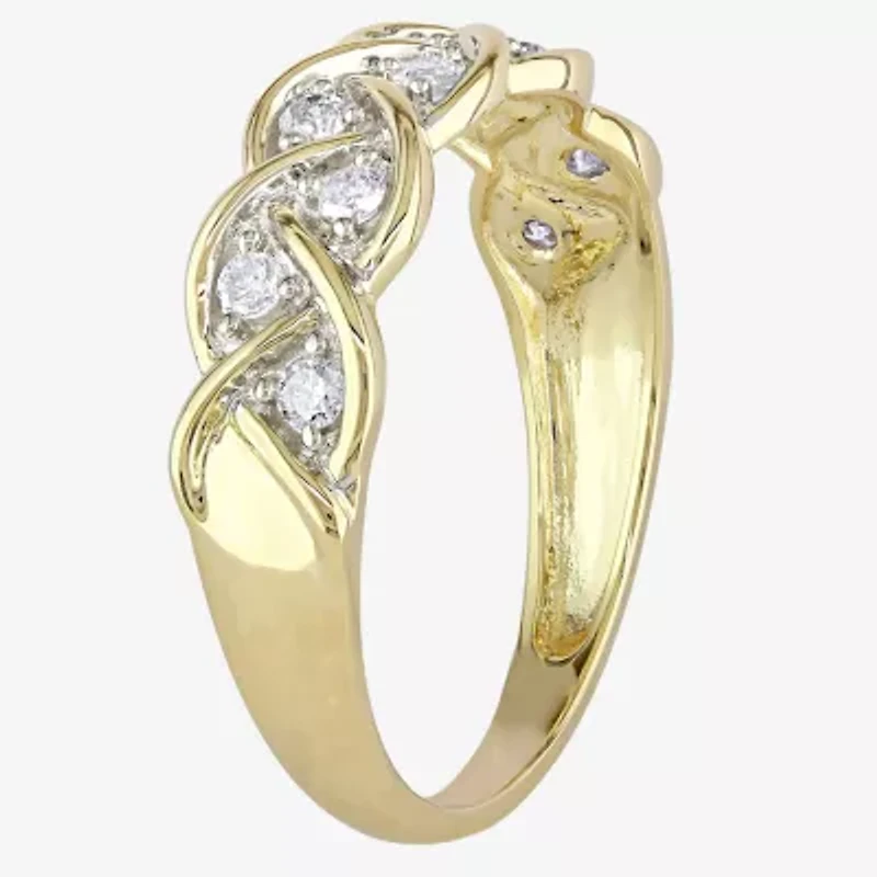 Womens 2MM 1/4 CT. T.W. Natural White Diamond 10K Gold Anniversary Band