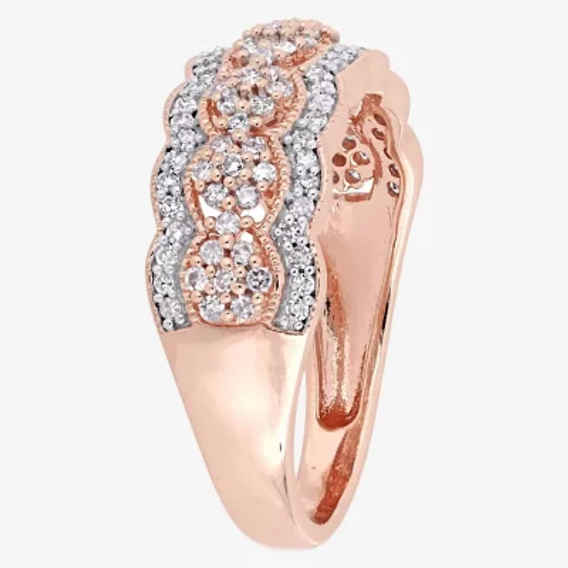 Womens 2.5MM 1/2 CT. T.W. Natural White Diamond 10K Rose Gold Anniversary Band