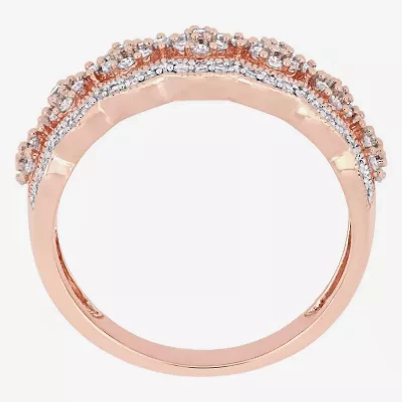 Womens 2.5MM 1/2 CT. T.W. Natural White Diamond 10K Rose Gold Anniversary Band
