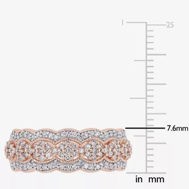 Womens 2.5MM 1/2 CT. T.W. Natural White Diamond 10K Rose Gold Anniversary Band