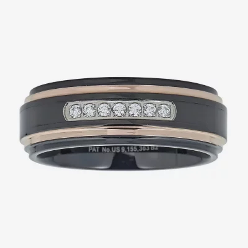 Mens 8MM 1/ CT. T.W. Natural White Diamond Tungsten Wedding Band