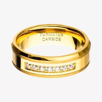 Mens 8MM Cubic Zirconia Tungsten Hypoallergenic Wedding Band