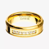 Mens 8MM Cubic Zirconia Tungsten Hypoallergenic Wedding Band
