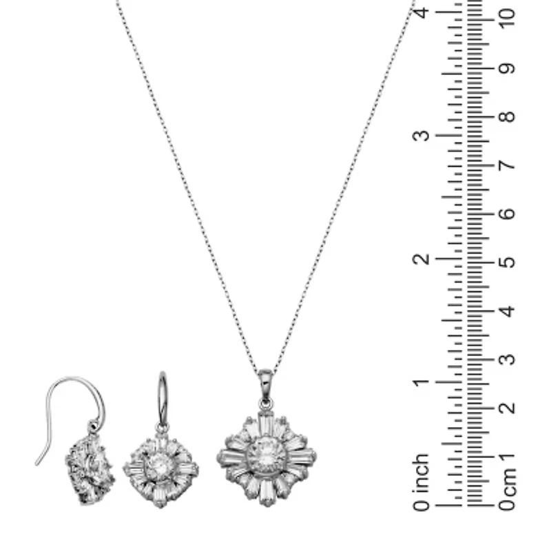 100 Facets by DiamonArt® Cubic Zirconia 2-pc Drop Earrings and Necklace Set