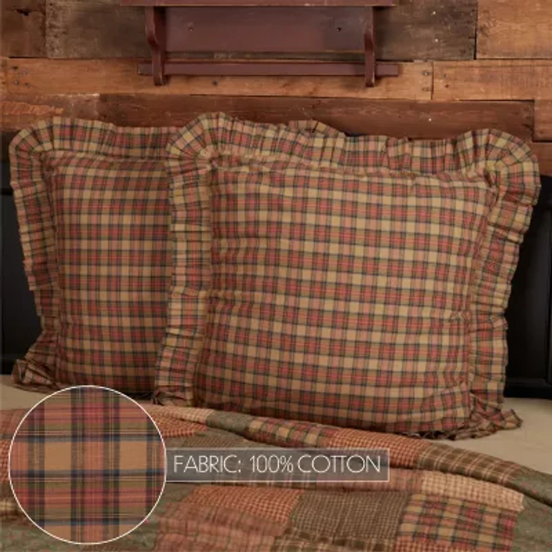 VHC Brands Cinnamon Plaid Reversible Euro Sham