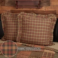 VHC Brands Cinnamon Plaid Reversible Euro Sham