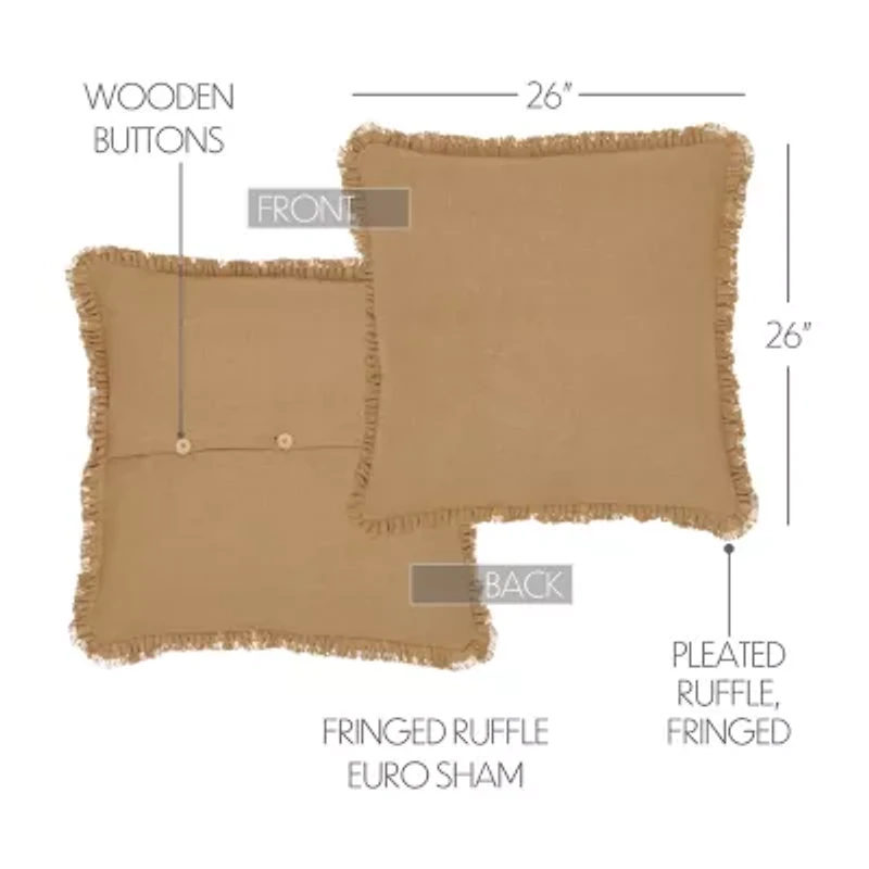 VHC Brands Veranda Burlap Natural Reversible Euro Sham